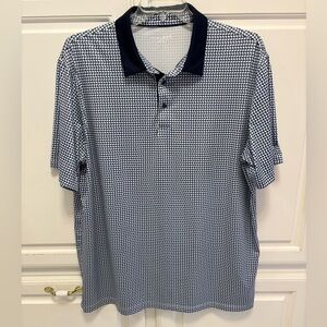 Maelreg Performance Polo Blue White Geometric Short Sleeve Shirt Men Size XXL